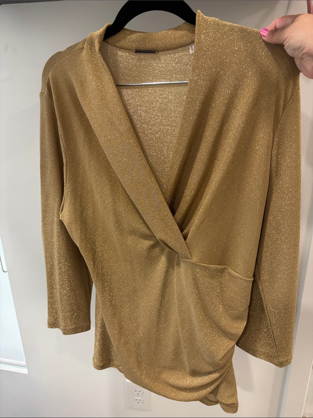 Elie Tahari Metallic Gold shirt size XL
